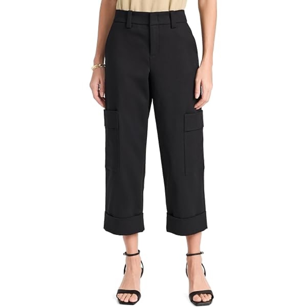 NWT Vince Black Stretch Cotton Crop Utility Trouser Pants. Size 12